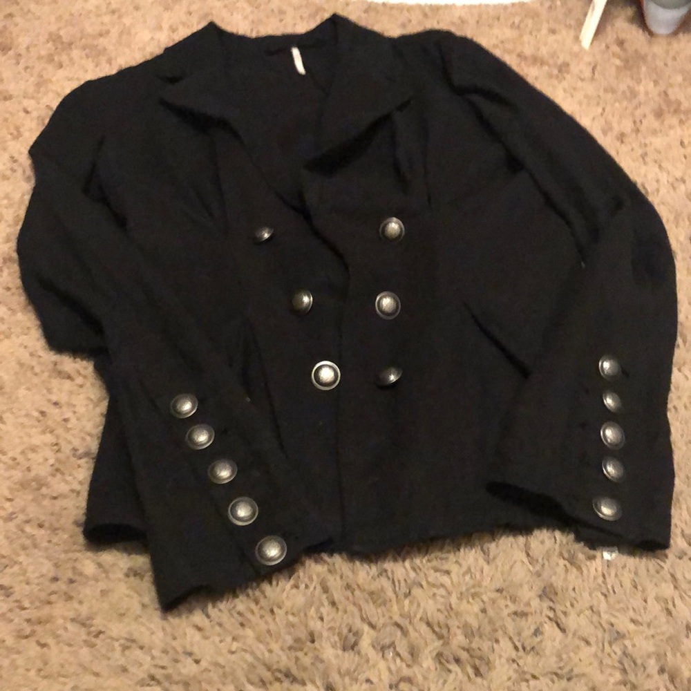 Free people linen blazer with brass buttons